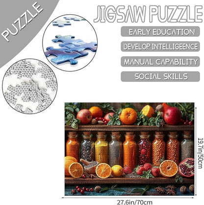 Tucocoo 1000 Piece Jigsaw Puzzles for Adults Spice and Fruits Painting Jigsaw Puzzle Natural Kitchen Colorful Art 1000 Pieces Puzzles for Challenging Family Activity Game DIY Craft Puzzle Wall Decor