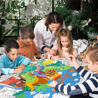Gatherfun Dinosaur Party Giant Coloring Poster - 31.5x 72 Inches - Versatile Classroom Wall Décor & Birthday Activity - Dinosaur Poster or Table Cover for School Parties and Special Events