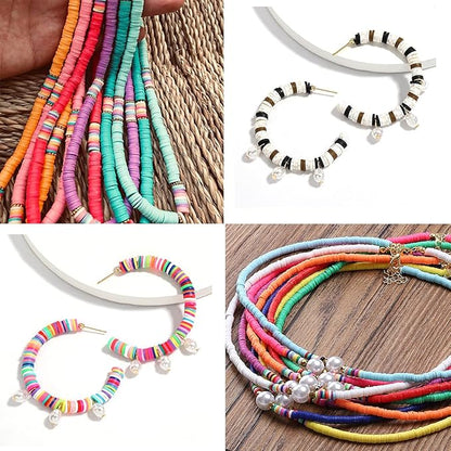 3000Pcs Clay Beads Flat Round Polymer Bead Vinyl Heishi Beads Flat Round Polymer Bead for Jewelry Making Necklace Bracelet (04-Grey)