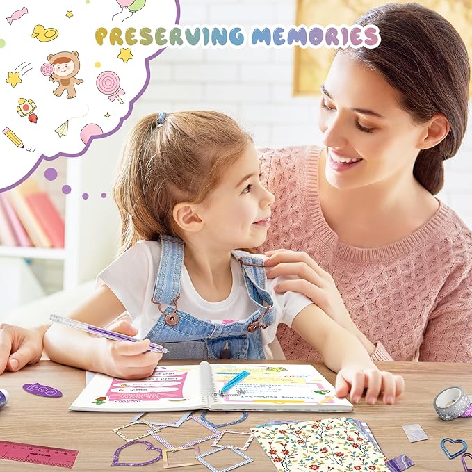 PERRYHOME 2-Pack DIY Journal Kit for Girls - 200+Pcs Journal Set for Tween & Teen Girls, Journaling Art & Crafts Kits, Ideal Gifts for 8 9 10 11 12 13 14 Year Old Girl, Scrapbook & Diary Supplies Set