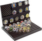 PiaoHao Challenge Coin Display Stand Military Coin Holder Wooden Rack Holds 80 Coins (Black)