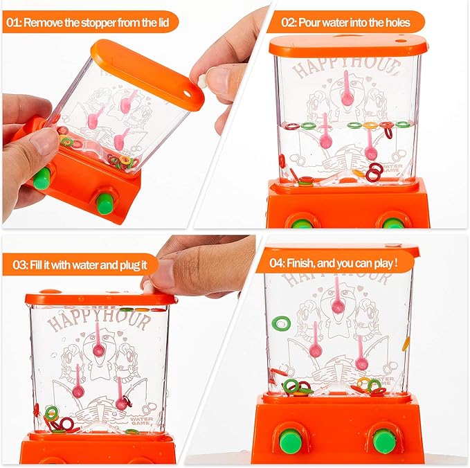 Sumind 8 Pieces Handheld Water Game Arcade Water Ring Water Tables for Fish Rings Basketball Game for Different Ages Christmas Fun Party Favor Stocking Stuffers for Men Retro Pastime, Without Water