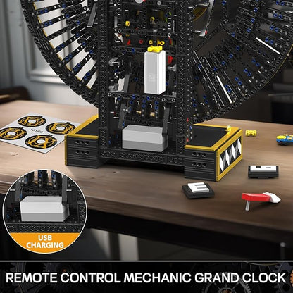 Mould King 10160 Mechanic Grand Clock Building Set, APP Control Real-time Mechanical Gear Rotation, DIY Electric Building Block Clock for Age 14+/Adults Collections Enthusiasts(3675+ PCS)