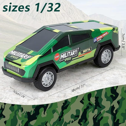 Toy Trucks for Kids 1/32 Model Car 3 Pack,Camouflage: Blue, Yellow, Green,Friction Power Push and Go Pull Back Wind up Race Cars,Toddlers 3 4 5 6 7 8 for Boys and Girls Birthday Party Gift