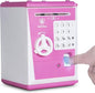 Toy Safe Box, Electronic ATM Piggy Bank, Money Coin Savings Bank, Finger Print Scanner Lock, Great Gift for Children Kids (Pink/White)