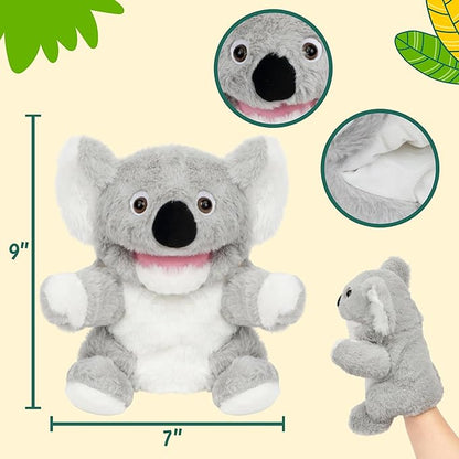 Easfan Koala Hand Puppet with Movable Mouth Interactive Storytelling Cute Soft Plush Toy Creativity and Imagination Easter Christmas Birthday Gifts for Toddlers Kids,10’’