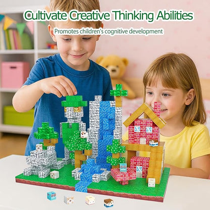 Magnetic Block Building Blocks 160PCS Magnet Cubes Toys, Build 3D Forest World Set, STEM Montessori Sensory Toys for Kids Boys and Girls Ages 3-5 4-8