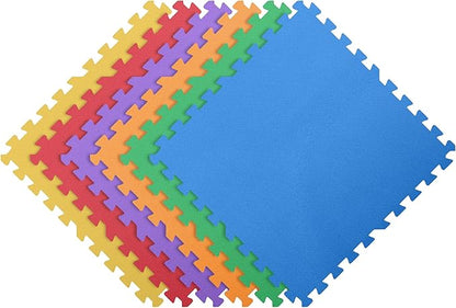 FlooringInc's Rainbow & Natural Harmony Playmat - Kid Safe Foam Floor Tiles with Removable Edges - 2'x2', 1/2" Thick (Rainbow, 24 Tile Pack)