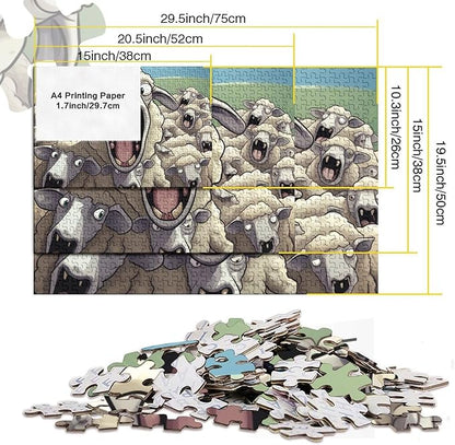 Sheep for Adults Fun Thickened Wooden Jigsaw Puzzles 500 Piece 3D Animal Stress Relief Home Decoration Toy Intellectual Game Education Game Challenge Educational 500pcs (52x38cm)