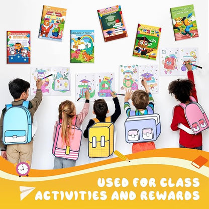 BenLouis 12 Kindergarten Graduation Mini Coloring Books Kids with 12 Stacking Crayons Preschool Classroom Party Favors Small Activity Books Bulk for Kids Student Grad Party Gift Goodie Bag Stuffers