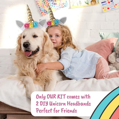 Unicorn Painting Kit for Girls - STEM Certified Unicorn Craft for Girls Ages 4-6 & up- Paint Your Own Arts and Crafts Includes 2 DIY Headbands & 8 Kids Painting Crafts for Fun Screen-Free Play