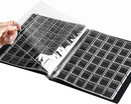 420 Pockets Coin Albums - 1.2x1.1 inch Grid Blue Coin Book 10 Pages Coin Collection Holder Letter Size Coin Storage Book 3.0x2.8 cm Pocket CS0242BK
