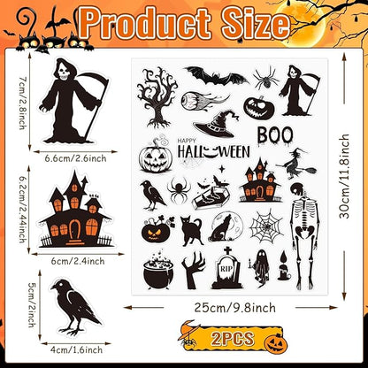 MARFOREVER 50 PCS Window Gel Clings Stickers Removable Reusable Thick Gel Clings Decals Stickers for Classroom Nursery Home Party Supplies Glass Decorations (Spooky Halloween)