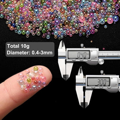 Iridescent Glass Tiny Bubble Beads, 0.4-3mm 10g No Hole Micro Mini Round Multicolor Water Droplets Beads - Applications: for Resin Filler, Nail Art, Dollhouse Bath Tub