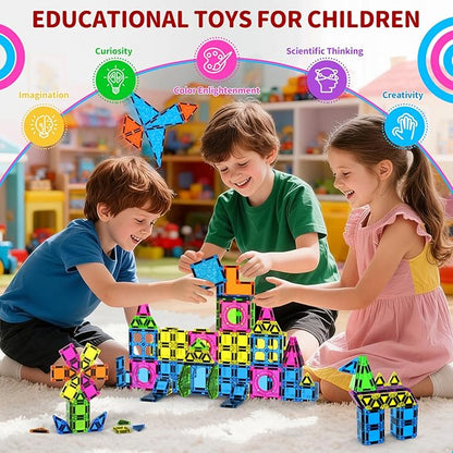 250 PCS 3D STEM Educational Magnetic Tiles for Kids Magnetic Blocks for Kids Magnetic Building Blocks Set