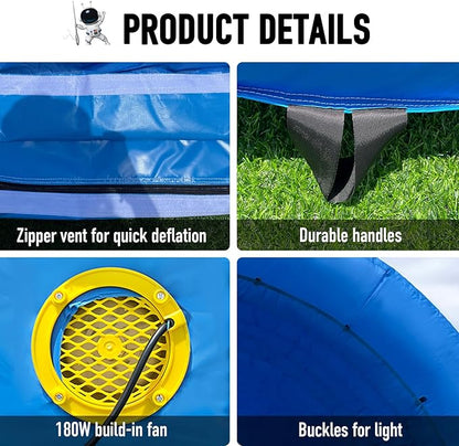 Inflatable Sports Tunnel Entrance with Built-in Blower – Advertising & Event Archway for Exhibitions, Shops, Supermarkets & Schools (Blue, 16x10x10Ft)