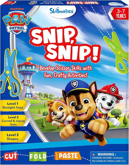 Skillmatics Scissor Skills Activity Book - Snip Snip PAW Patrol, 25 Fun Cutting & Creative Activities for Preschoolers, Fine Motor Skills, Felt Craft Kit, Gifts for Ages 3, 4, 5, 6, 7