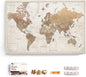 Canvas World Map with Cork Pin Board - English Lettering - Decorative Wall Decoration for All Rooms - Canvas Pictures with World Map Motif (90x60 cm, Pattern 16)
