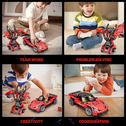Remote Control Racing Car Building Kit, Compatible with Lego STEM Toys for Kids 2 in 1 Model Car Kit 425 PCS, Gifts Toys for Age 6-12 Years Old Kids Boys