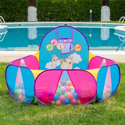 Ball Pool for Toddlers | Kids Ball Pit | Ball Pit for Babies | Piscina de Pelotas para Bebes |Playpen with Basketball Hoop and Zipper Storage Bag, 4 Ft/120CM E : Balls NOT Included
