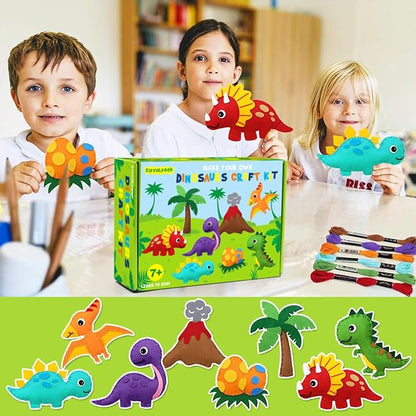 CiyvoLyeen Dinosaur Sewing Kit Dinosaur Felt Animal DIY Crafts for Girls and Boys Educational Sewing for Kids Art Craft Kits for Beginners