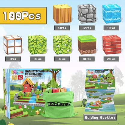 100PCS Magnetic Blocks, 1 inch Building Blocks for Kids, SETM Sensory Toys for Toddlers, Building Blocks Cubes, Birthday Gift for Boys and Girls Aged 3-12 Creative Construction Toys
