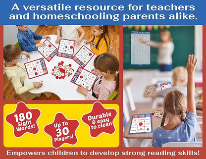 Sight Words Bingo Game for Kindergarten, Learn to Read Sight Word Cards, Word Games for Kids Ages 4-8, Bingo Sight Words Level 3&4
