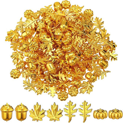 Thyle 120-140 Pcs/ 1 Ib Fall Vase Filler Golden Pumpkin Maple Leaves Acorn Sensory Bin Fillers Small Leaves Tiny Pumpkin Acorn Statue for Fall Thanksgiving Home Table Table Scatters Favor Vase Filler