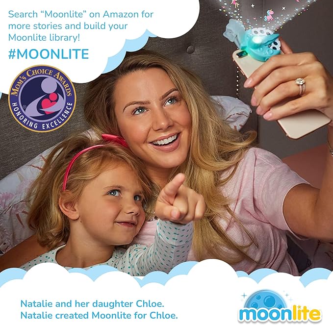 Moonlite Mini Projector with 4 Disney Princess Stories Edition - A New Way to Read Stories Together - 4 Digital Stories with Light Projector - Disney Princess Toys and Gifts for Kids Ages 1 and Up