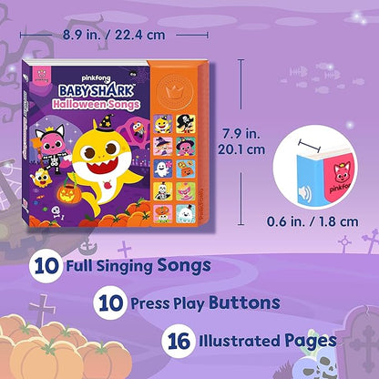 Baby Shark Halloween Songs Sound Book, Children's Halloween Books, Interactive Learning Books for Toddlers, Learning & Education Book Toys, Baby Shark for Babies & Toddlers 1-3