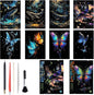 Georgie Porgy Scratch Paper Art Set for Kids Adults Magic Rainbow Painting Boards for DIY Arts and Crafts Kits Christmas Birthday Gift with Scratching Tools Kit (Glow in The Dark Butterfly + Whale)
