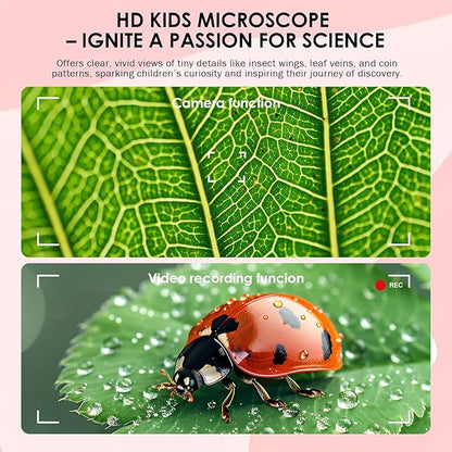 Microscope for Kids 1000X Magnification, Minilabbies 3-in-1 Handheld Portable Digiscope with 2" LCD Display, STEM Educational Toy Halloween Christmas Birthday Gifts for Kids Ages 6-12