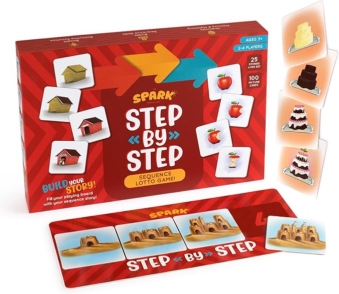 SPARK INNOVATIONS Sequence Board Game, Sequencing Card Game, Homeschool Supplies, Sequence Cards for Kids Picture Cards, Preschool Must Have, Educational Board Games
