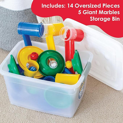 MindWare Junior Marble Run - My First Marble Run Set - Toddler Building Game - Marble Maze Toddler Building Toy Set with Oversized Marble Track Pieces and 5 Giant Marbles for Kids 12 Months and Up