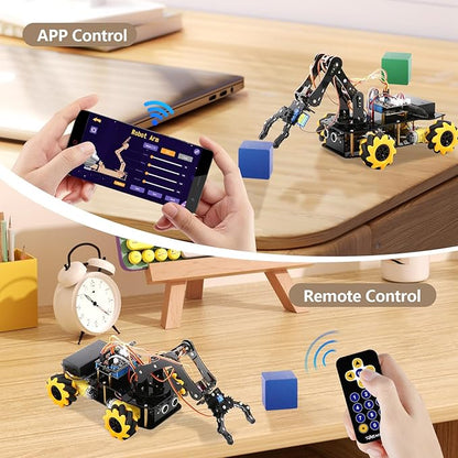 Robotics for Kids Ages 8-12, ACEBOTT Smart Robot Arm Car Kit with 5DOF, STEM Toys for Boys Age 8-12, ESP32 Arduino/Python Coding, App & Remote Control, STEM Gift for Teens & Adults
