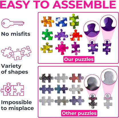 Teddy Bear in Flower Garden Illustration – 1000 Pieces Jigsaw Puzzle for Adults – Matte Finish, Soft Touch, Easy to Assemble, Tight Fit, Vivid Colors, Missing Pieces Service