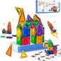 Travel Magnetic Tiles Toddler Toy Set, 42PC Mini Magnetic Tiles & Building Blocks for Kids, Portable STEM Sensory Toys for Restaurant & Airplane, Gift for 3+ Years Old Boys Girls with Iron Case