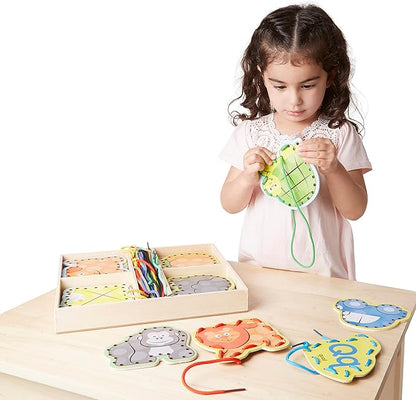 Melissa & Doug Alphabet Wooden Lacing Cards With Double-Sided Panels and Matching Laces