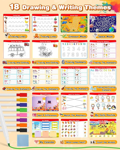 Montessori Busy Book & Tracing Activity Coloring Books & Jelly Stickers 3-in-1 for Toddlers 3-5, Preschool Learning Activities Book with 35 thems ,Autism Sensory Toys, Travel Christmas Birthday Gifts