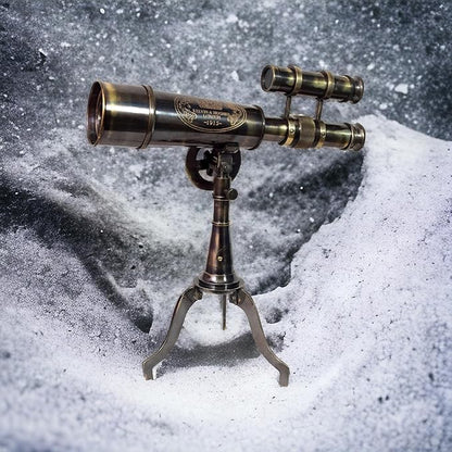 Vintage Brass Telescope on Tripod Stand DF Lens Antique Telescope Royal Spyglass Nautical Beautiful On Brass Tripod Stand (Black Antique)