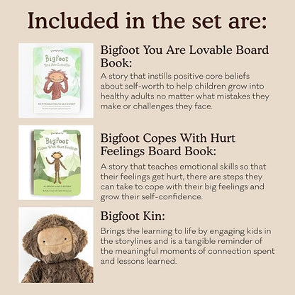 Slumberkins 14" Bigfoot Kin & 2 Board Books Complete Set Bundle | Soft Plush Toy for Ages 0+ | Enhances Self-Esteem & Positive Relationships (Bigfoot Kin Plush + 2 Board Books)