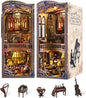 fifijoy Book Nooks, DIY Miniature Book Nook Kit Music, 3D Wooden Puzzle Bookends for Bookshelf Insert Decor with Led Light for Teens and Adults (Timeless Melody)