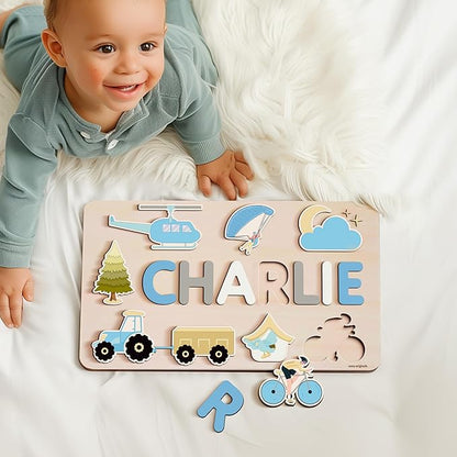 Busy Board, Name Puzzle for Toddlers, Personalized Gift, Gifts for 0 1 2 3 Years Old, Kid Gift, 1st, 0 3 6 9 12 18 24 36 Months