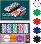 Poker Chip Travel Set, 100PCS 5 Color Professional Poker Chips in Cardboard Gift Box, 11.5 Gram Clay Composite Casino Poker Chips for Casino Card Games Texas Holdem Blackjack