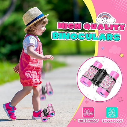 Unicorn Binoculars Toys for Kids 3 4 5 6 7 8 Year Old Girls Christmas Birthday Gifts for Girl Kid Toddler Ages 3-5 4-6 Toddlers Pink Binoculars Toys Bird Watching Outdoor Camping Toy Stocking Stuffers