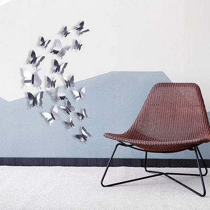 48 Pieces DIY Mirror Butterfly Combination 3D Butterfly Wall Stickers Decals Home Decoration
