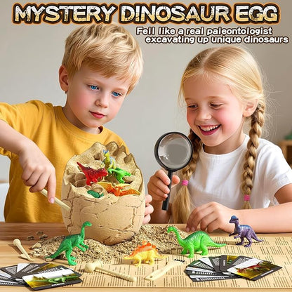 24 Dinosaurs Excavation Kit, Dino Egg Dig Kit with Magnifier, Surprise Dinosaur Toys for Kids 3 4 5 6 7 8 9 10 11 12 Years Old, Science Experiments STEM Birthday Party Favors Gifts for Boys & Girls