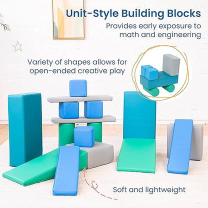ECR4Kids SoftZone Soft Builder Blocks, Foam Shapes, Contemporary, 16-Piece