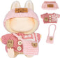 17cm Doll Clothing for Labubu - Kawaii Chic Style Set for 17cm Dolls, Cute Doll Outfit with Accessories -Button Up Stripe Pink Sweater + Pink Hat + Pink Bag (Clothes Only)