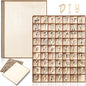 Geelin 248 Pcs 1 Inch Wood Alphabet Letters Numbers with Storage Box Blank Unfinished Wooden Letters Numbers with Rustic Storage Tray for Spelling Learning Education DIY Crafts